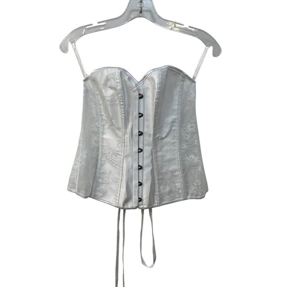 Adore Me Women's Ashoka Corset Bright White Size Large Boned Lace up Back Sheer - Picture 2 of 10